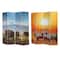 American Art Decor™ 6ft. Double-Sided 4-Panel African Elephants & Zebras Animals Canvas Privacy Screen